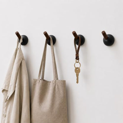 Wall Mounted Coat Hooks with Walnut Wood Peg
