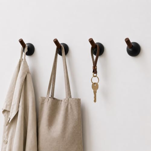 Wall Mounted Coat Hooks with Walnut Wood Peg