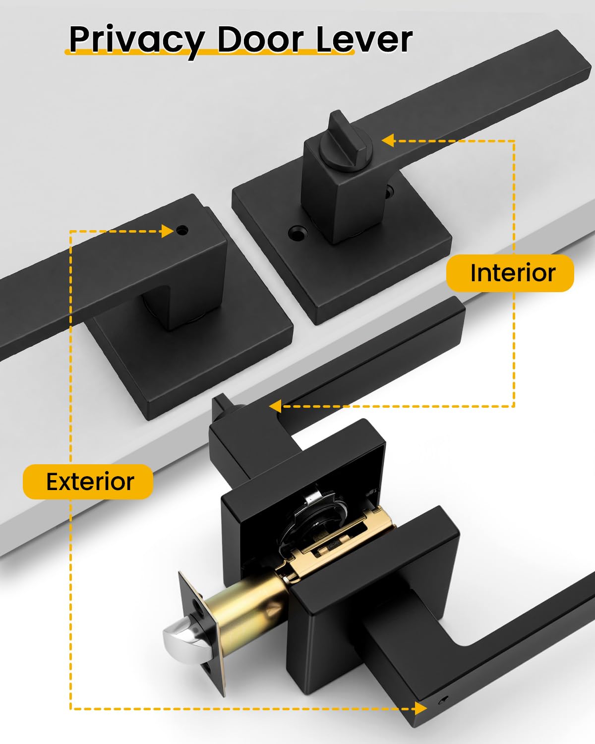 Matte Black Privacy Door Handles Interior (Matte Black)