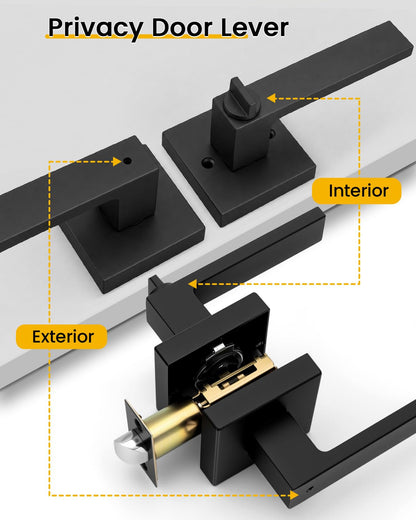 Matte Black Privacy Door Handles Interior (Matte Black)