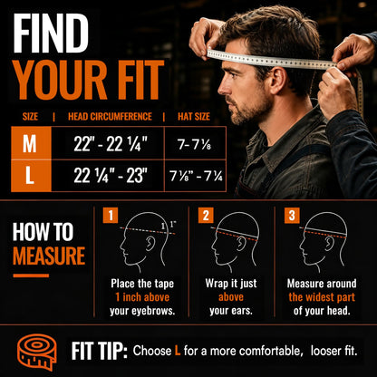 Welding Cap Breathable Cotton Welders Cap with Sweatband (Medium / Black+black)