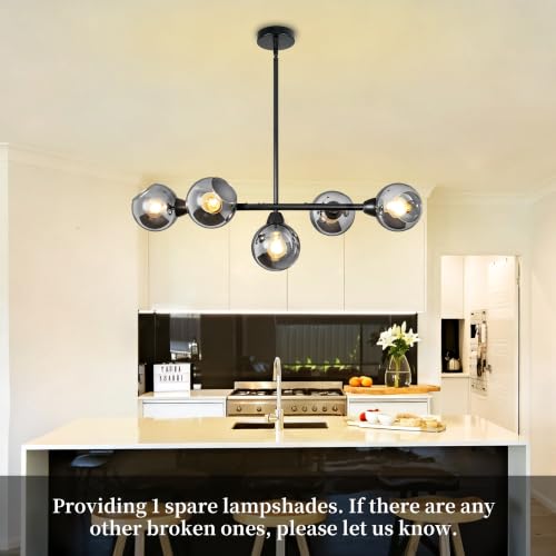 Large Linear Chandeliers for Dining Room Extra Long Linear Chandelier with Open Glass Lampshade Sputnik Goble Glass Chandelier