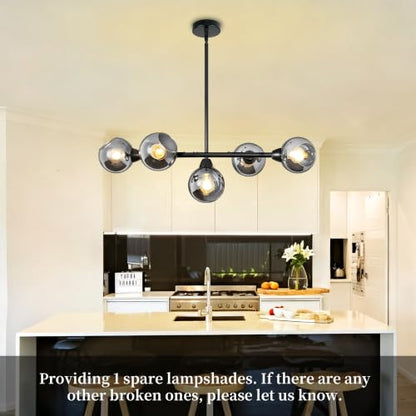 Large Linear Chandeliers for Dining Room Extra Long Linear Chandelier with Open Glass Lampshade Sputnik Goble Glass Chandelier