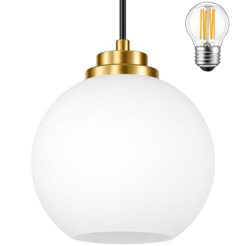 6" Black Globe Pendant Light Ribbed Glass Pendant Lights Kitchen Island Height Adjustable Mid