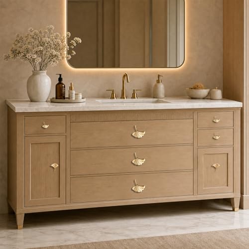 1 Pack Ginkgo Leaf Drawer Knobs Brass Cabinet Knob
