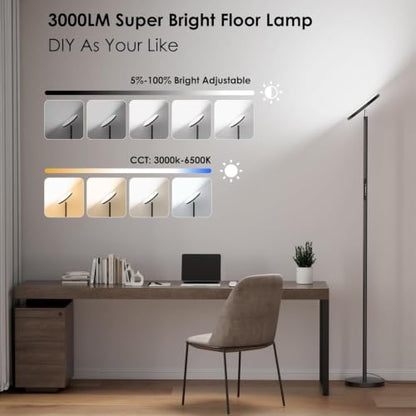350° Rotating Head & 32W Dimmable LED Torchiere Floor Lamps for Living Room