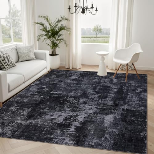 5x7 Washable Area Rug (Black & Grey / 5' x 7' (Rectangular))