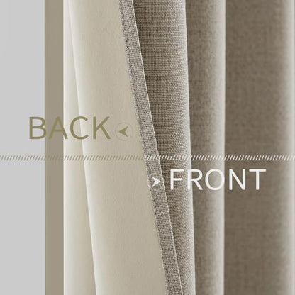 100% Blackout Linen Curtains for Bedroom 52x90 Inches Pebble Taupe (Pebble Taupe / 52"W x 90"L (Pack of 2))