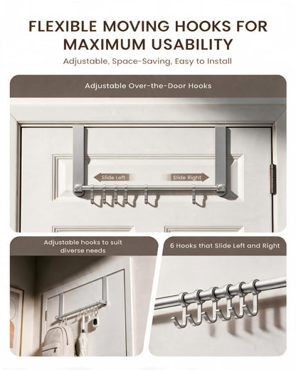 Heavy Duty Over The Door Hooks (Silver)