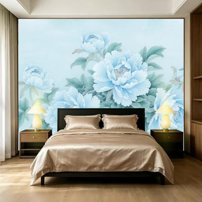 Blue Flower Cluster Realistic Style Landscape Mural Flower self (SDY-04 / 137" x 98")