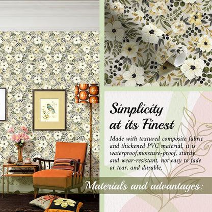 Peel and Stick Wallpaper (Lvory Hibiscus / 17.3" x 196.8")