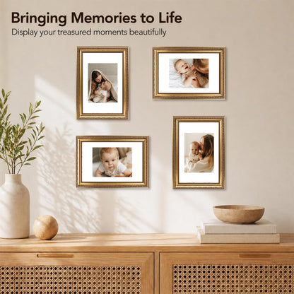 8x12 Vintage Picture Frame with 6x8 Mat Set of 2 (Gold / 8x12 inch)