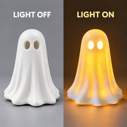 Halloween Ghost Statue Cute Night Light Figurine Halloween Desk Ornaments Resin Mini Ghost Sculpture Decoration for Home Holiday Party Desktop Shelf Ornament Gifts (Style 6)