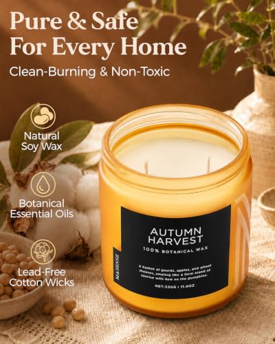 Autumn Harvest Scented Candle Fall Decorative for Home Table Decor (Medium Jar / AutumnHarvest)