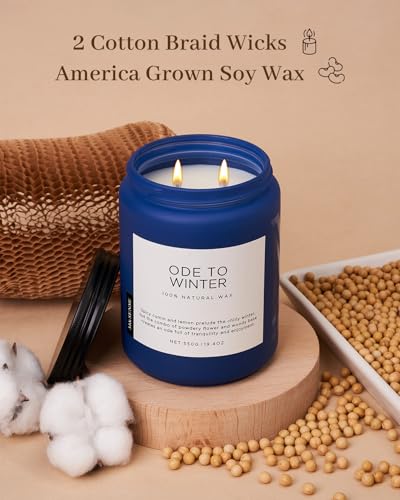 Ode to Winter Candles for Home Scented 19.4Oz Natural Soy Wax 110H (Large Jar / OdeToWinter)