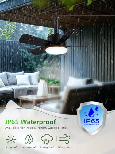 Outdoor Gazebo Ceiling Fan with Light and Remote