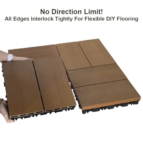 9 Pcs WPC Wood Deck Tiles
