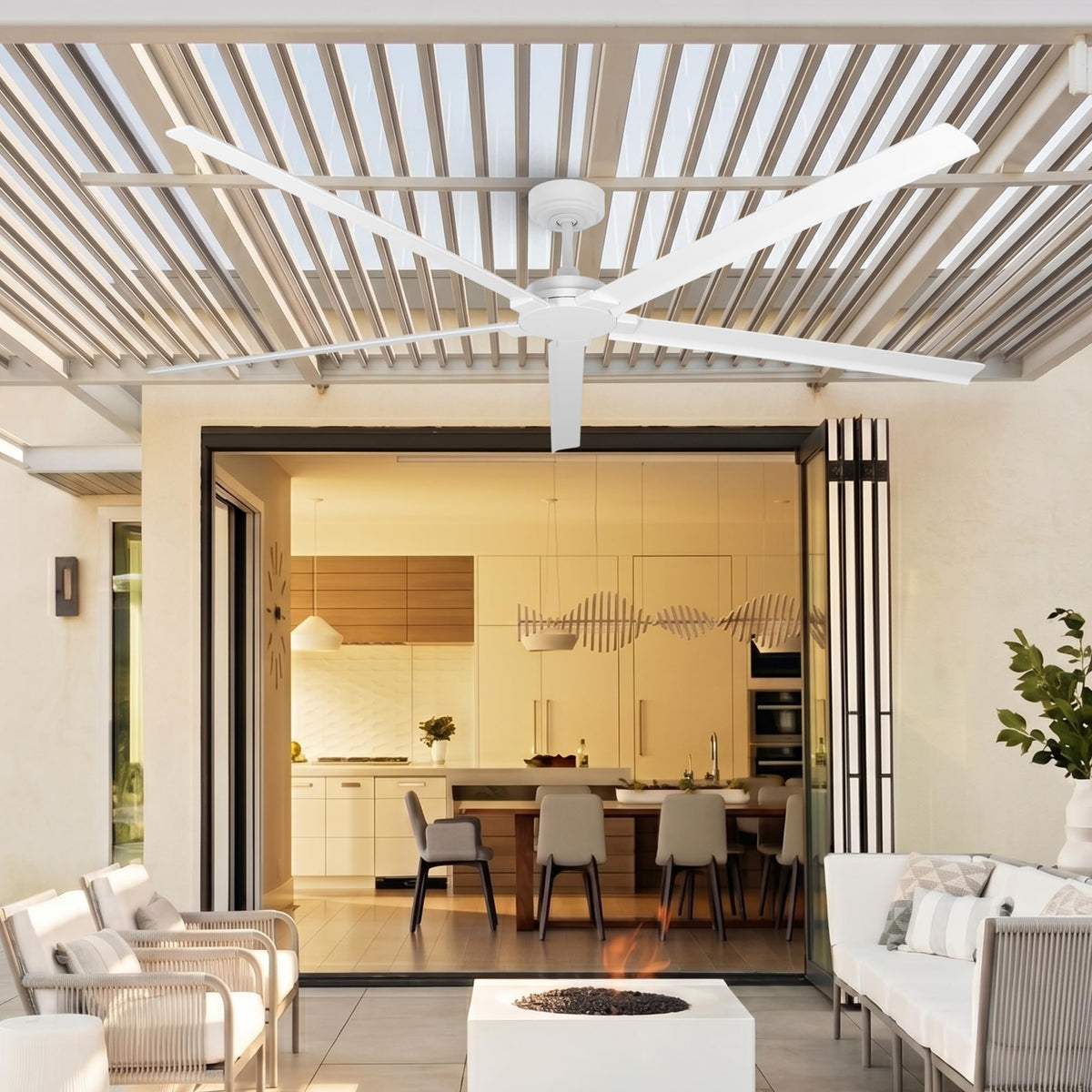 84" Outdoor Ceiling Fan With Remote (White / 84-inch)