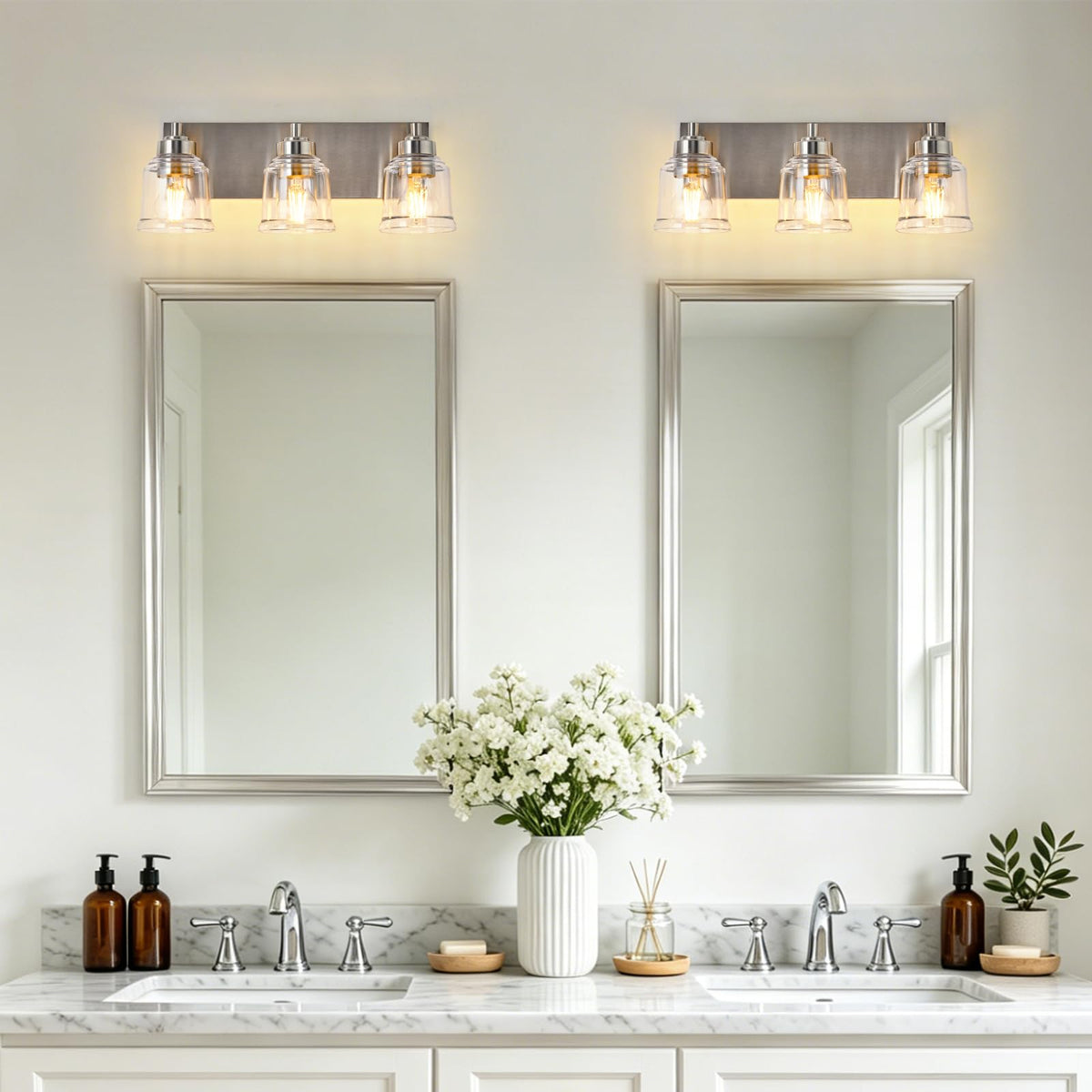 Brushed Nickel Bathroom Light Fixtures (Brushed Nickel / 3 Lights)