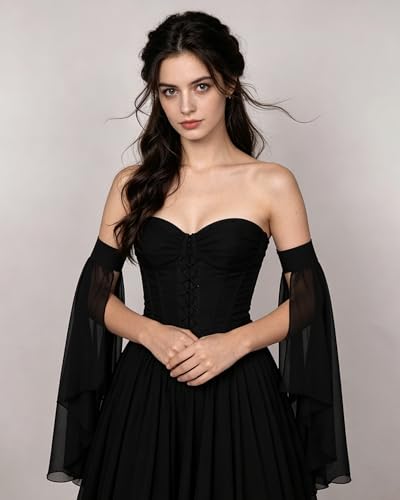 Detachable Chiffon Sleeves Medieval Sheer Flowy Arm Sleeves