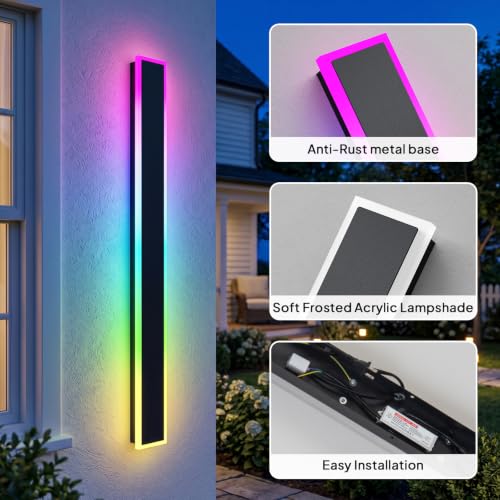 2 Pack RGB Outdoor Wall Lights