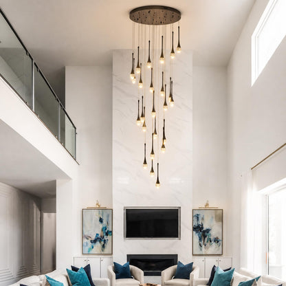 24 Lights Black Crystal Chandelier (Black / 24 Lights)