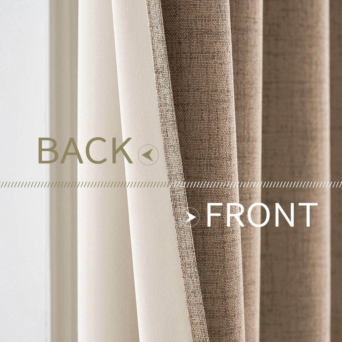 100% Blackout Linen Curtains for Bedroom 52x94 Inches Copper Brown (Copper Brown / 52"W x 94"L (Pack of 2))