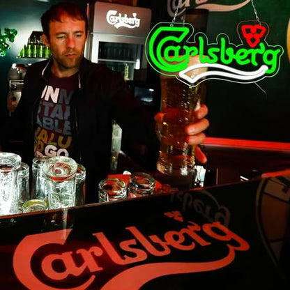 Beer Neon Signs for Wall Decor Neon Lights for Bedroom Led Business Signs Suitable for Bedroom Man Cave Christmas Gift (Carlsberg)