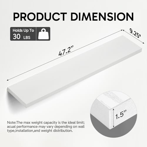 White Floating Shelves 47.2in (C. White - Modern Minimalist Style / 47.2inches)