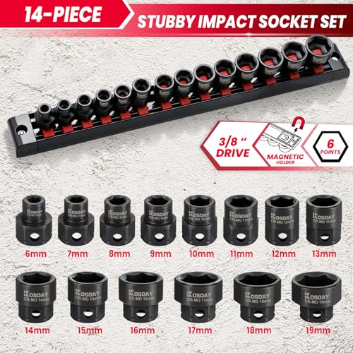 3 8" Drive Stubby Impact Socket Set