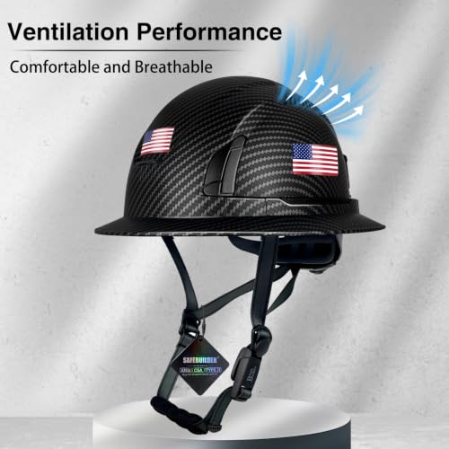 Type II Full Brim Hard Hats ANSI&CSA Approved Vented Carbon Pattern Top and Sides