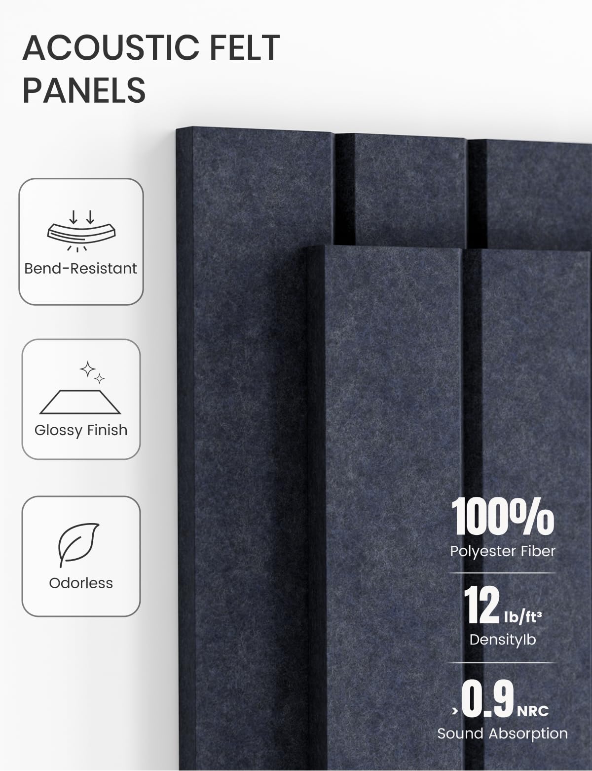 Felt Bulletin Board & Cork Board Alternative 36'' x 24'' (Navy Blue / Fine-stripe 6-pack)