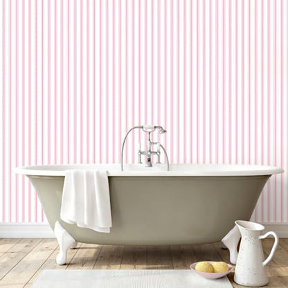 Pink and White Striped Peel and Stick Wallpaper Striped Pink Stripes Modern Contact Paper for Cabinets Bedroom Bathroom Accent Wall Decor
