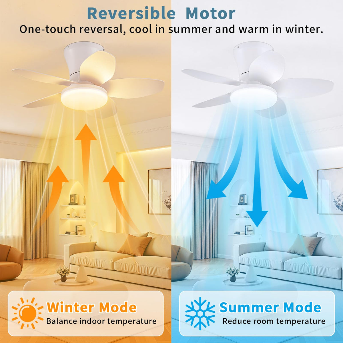 Small Ceiling Fan with Lights (White / 25 Inch)