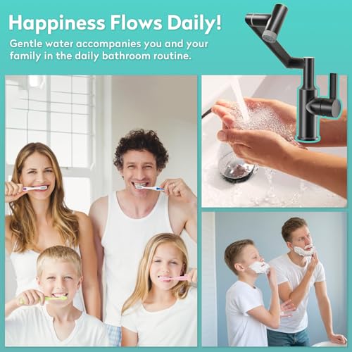 1080° Rotatable 1 Hole Bathroom Faucet with Temperature Display