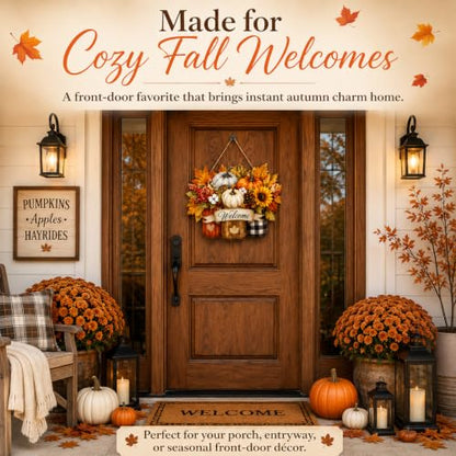 Fall Door Decor Wooden Welcome Sign