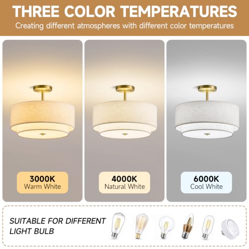 16" Semi Flush Mount Ceiling Light