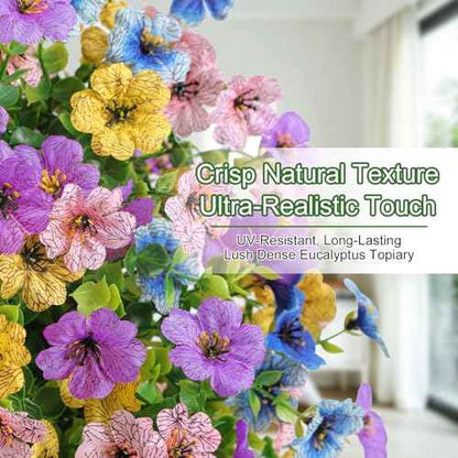 2Pcs 20" Artificial Topiary Ball Flowers for Outdoors Decoration (Purple Pink Blue Yellow)