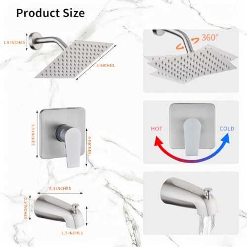 Tub Shower Faucet Set Brushed Nickel (Brushed)