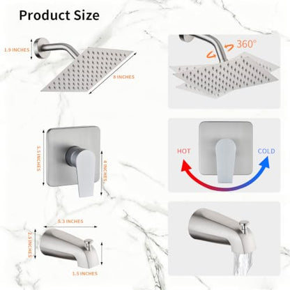 Tub Shower Faucet Set Brushed Nickel (Brushed)