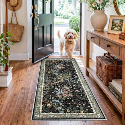 Washable Kitchen Runner Rug 2x5 (Black / 2x5)