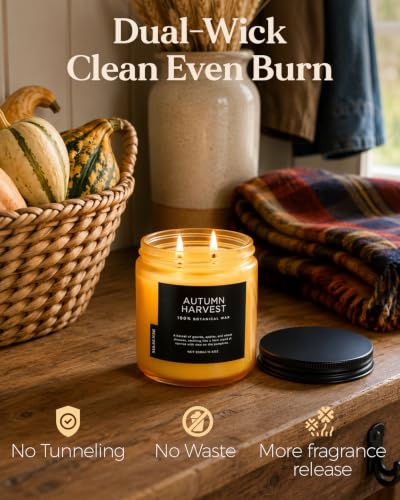 Autumn Harvest Scented Candle Fall Decorative for Home Table Decor (Medium Jar / AutumnHarvest)