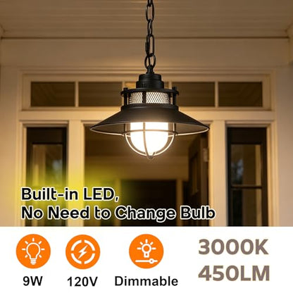 Black LED Antique Outdoor Barn Lights With Cage