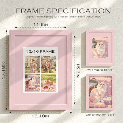 12x16 Blush Pink Picture Frame (Pink Frame Pink Mat / 12x16)