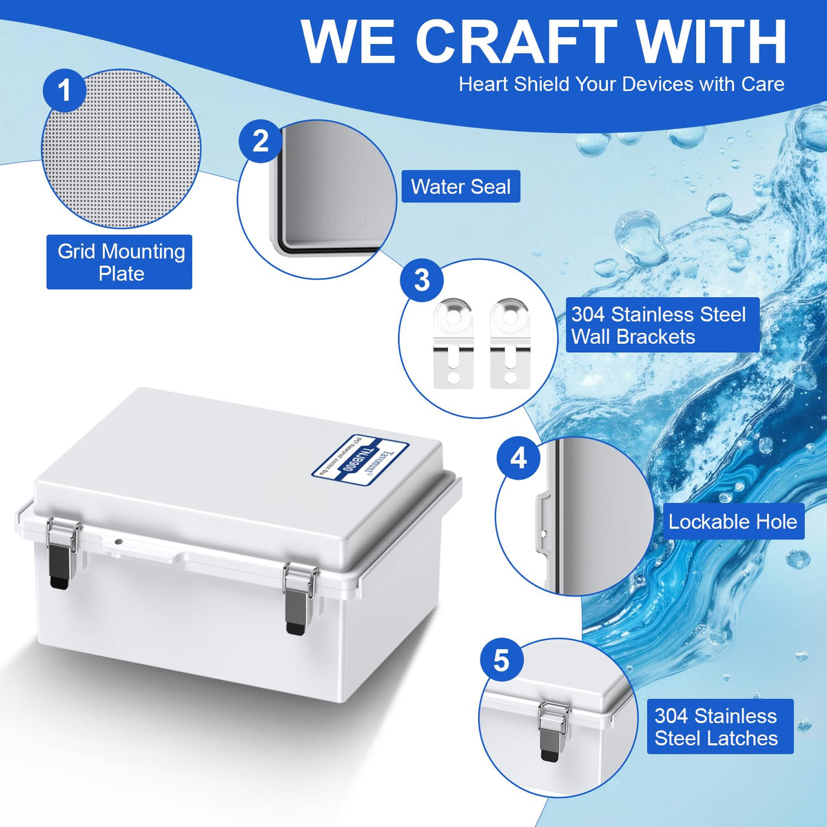 IP67 Waterproof Electrical Junction Box (Grey / 7.9"x3.9"x2.8")