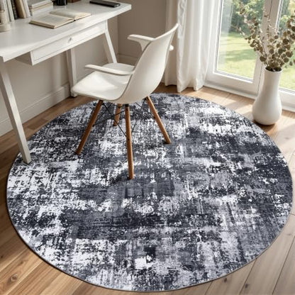 4ft Round Area Rug (Black & White / 4' (Round))