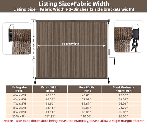 Outdoor Roller Shade (Mocha / 120"W x 96"H)
