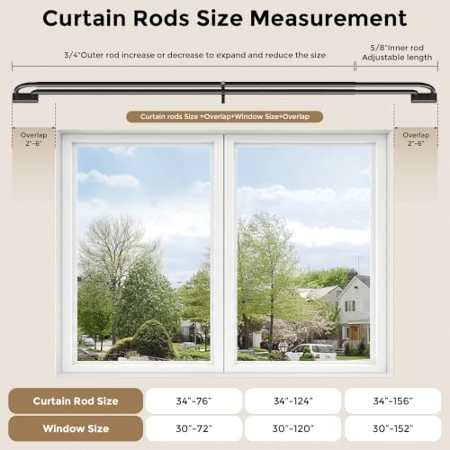 Double Curtain Rod 34 (Black / 34"-76")