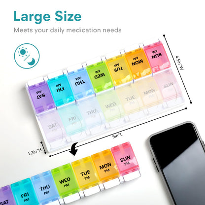 AM PM Weekly 7 Day Pill Organizer (Black (1 Pack))