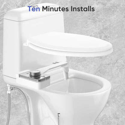 Upgrade Non Electric Bidet Toilet Seat (Chrome & White Toilet Seat)